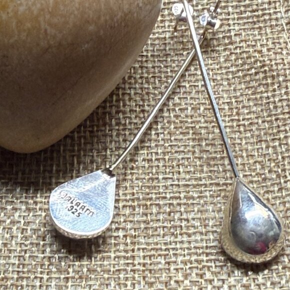 Handmade Sterling Silver Long Drop Earrings - Picture 2 of 4